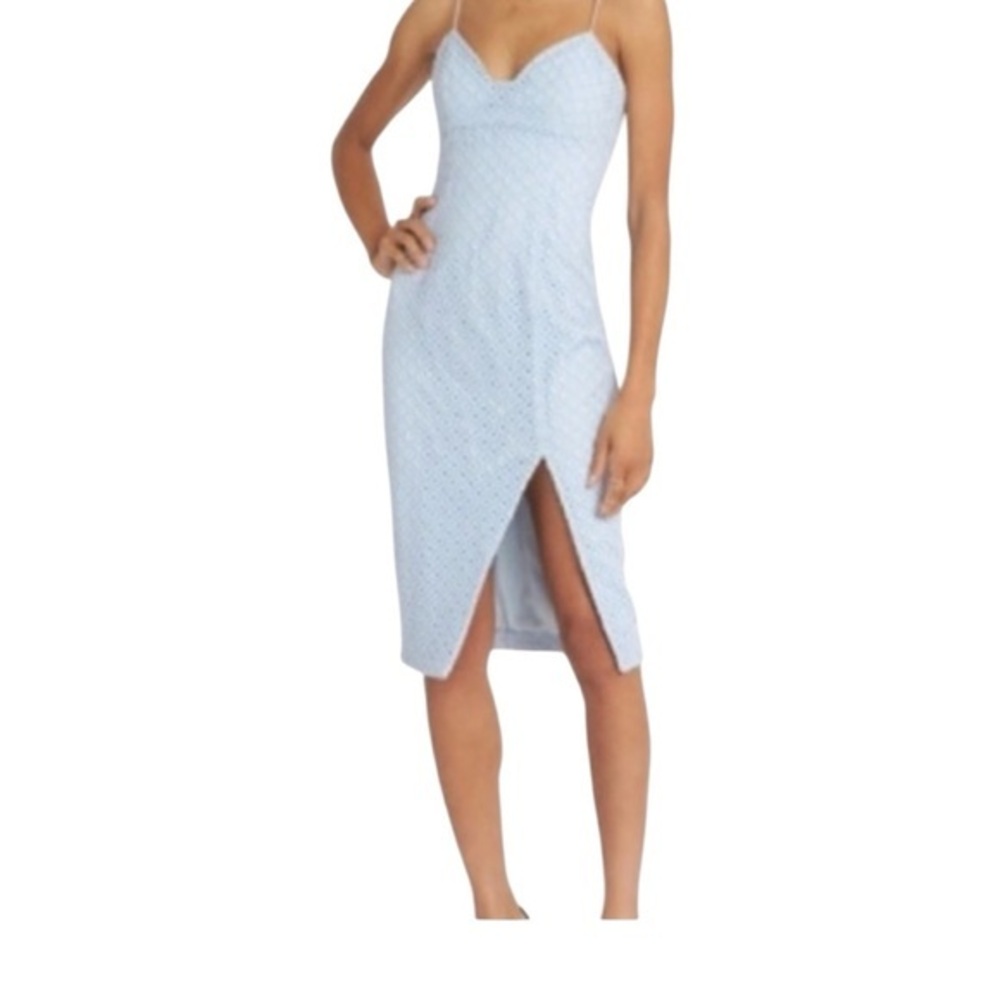 NICHOLAS Light Blue Patterned Midi Dress